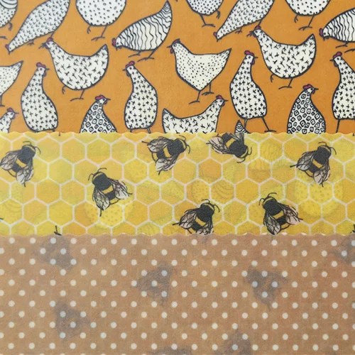 Bee wrap - Various - Large Kitchen Pack -- Chickens, bees Hanna's bees