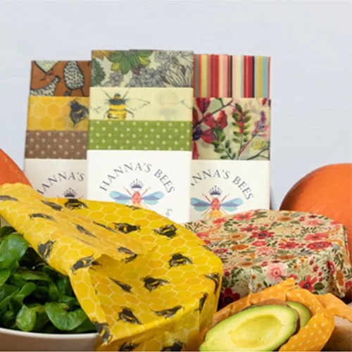 Bee wrap - Various - Maxi 3-pack -- Bees, leaves Hanna's bees