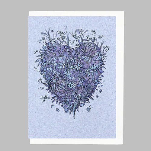 Greeting card - Leafy heart - Blue Mireog