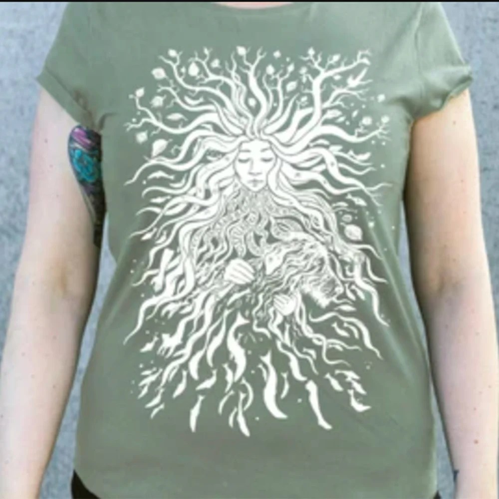Women T-shirt - Rebel Goddess - Sage, Small Mireog