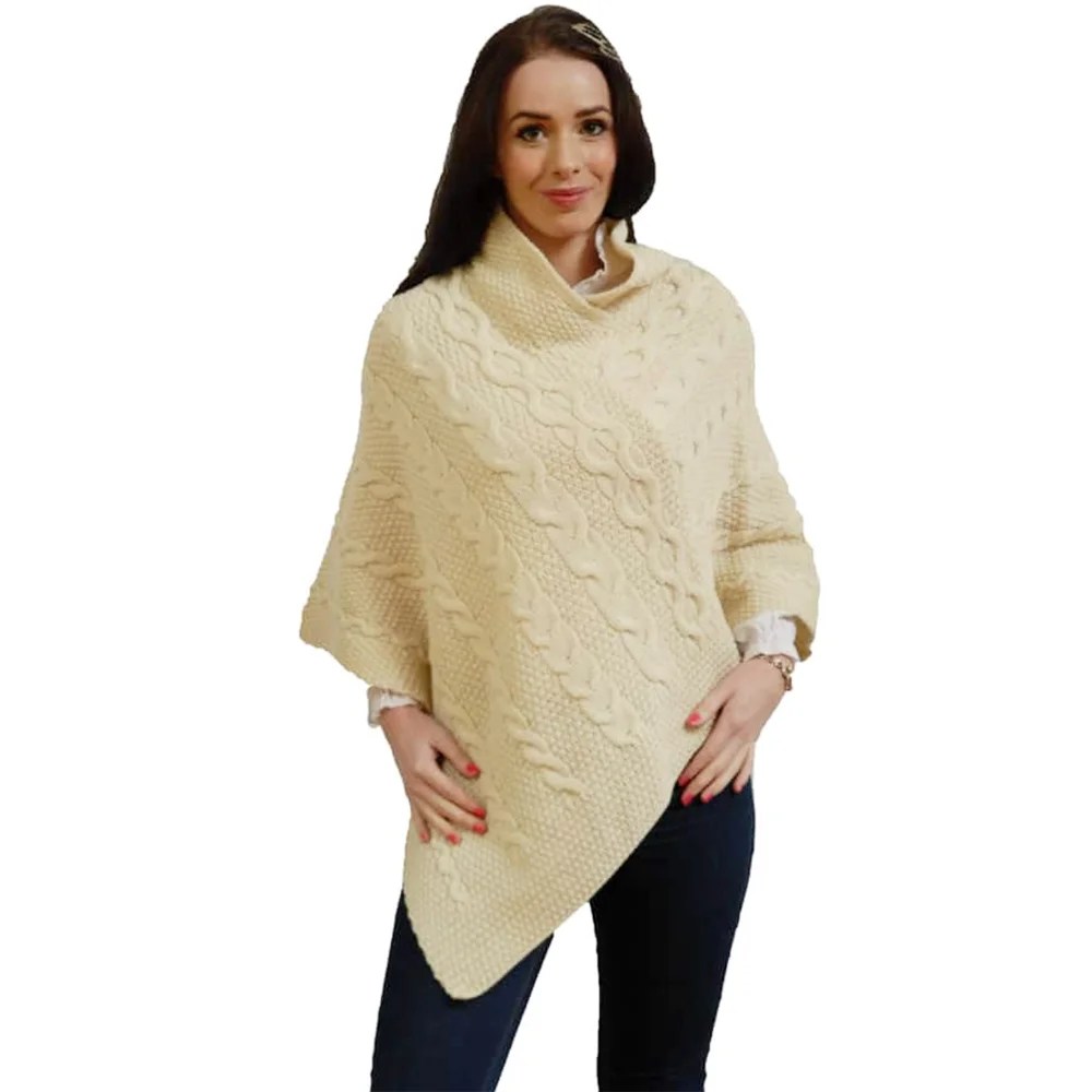 Traditional Aran Wool Poncho Kerry Woolen Mills