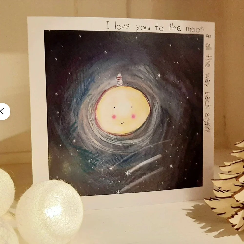 I love you to the moon card Pear shaped studio