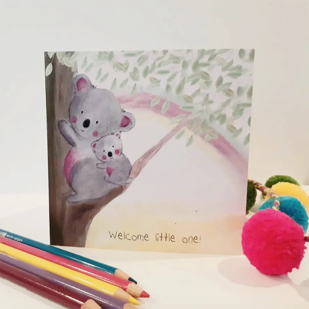 Greeting card - New baby (Pear Shaped Studio) - Welcome little one (Koala)