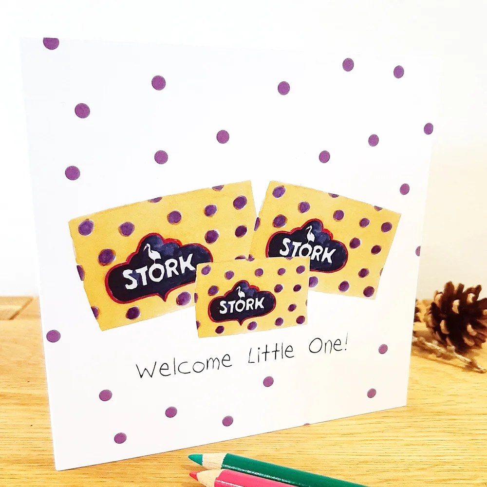 Greeting card - New baby (Pear Shaped Studio) - Stork