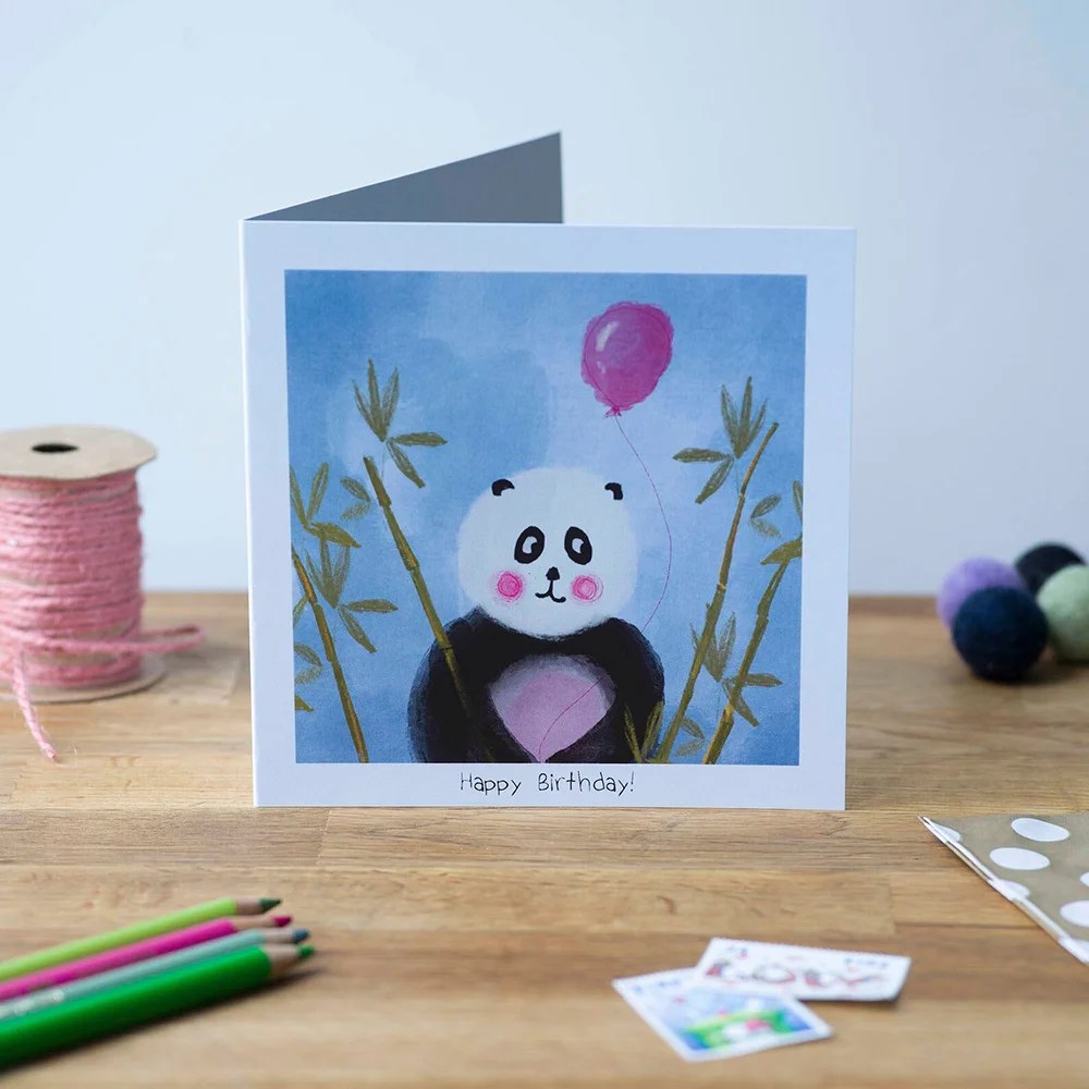 Greeting card - Birthday - Panda Pear shaped studio
