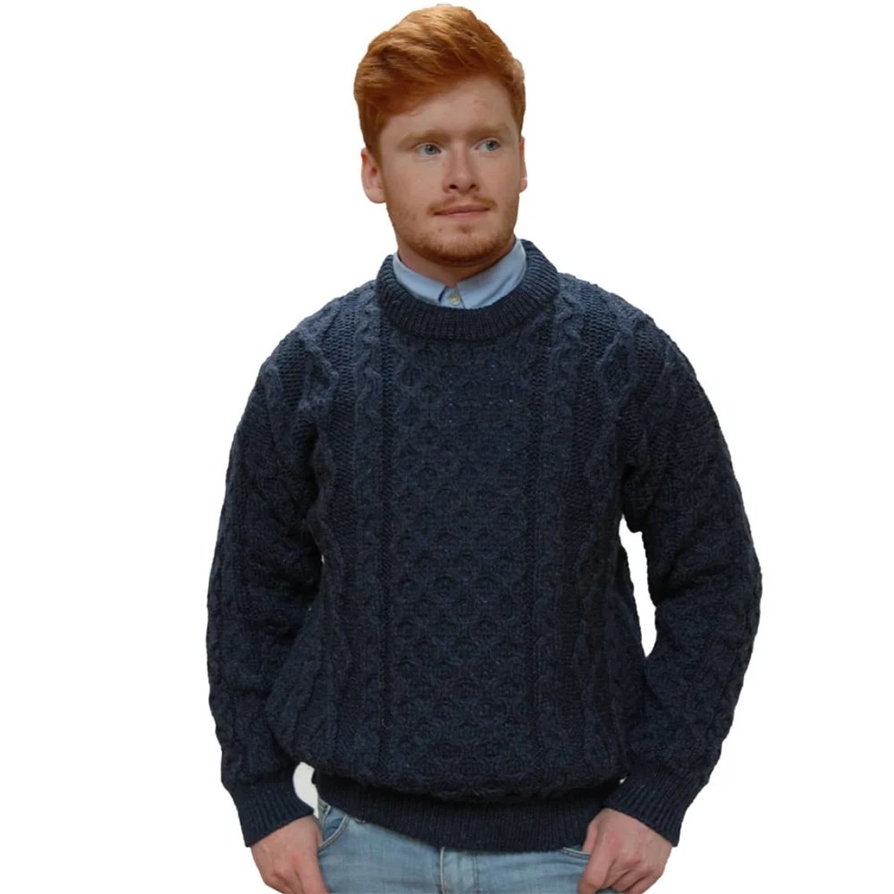 Aran Wool Sweater - Denim, X-Large Kerry Woolen Mills