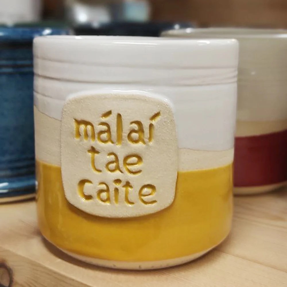 Used tea bags pot - Yellow, Irish Woodford Pottery