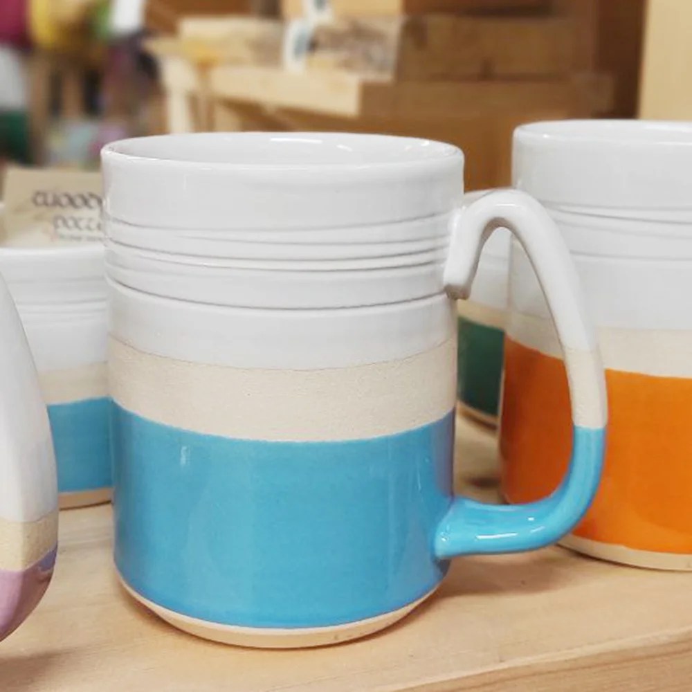 Pottery mug - Tall, Blue Woodford Pottery