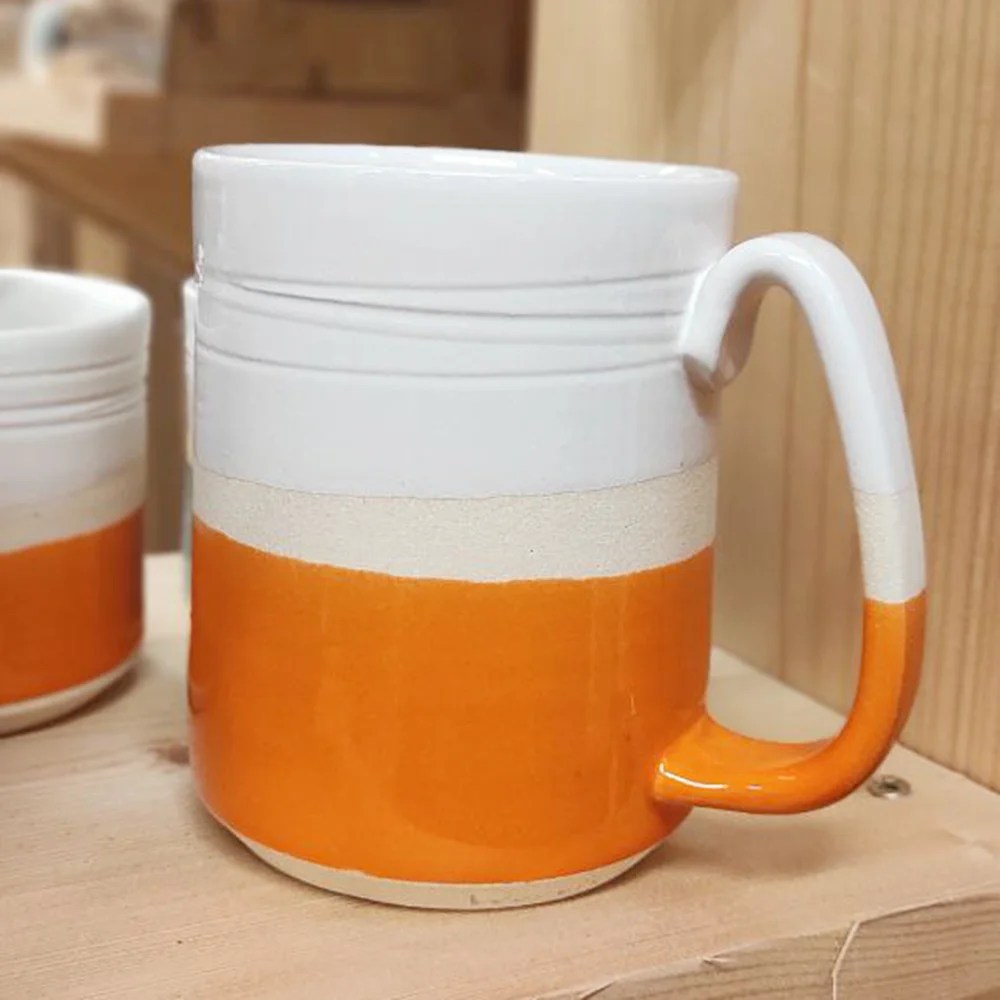 Pottery mug - Tall, Orange Woodford Pottery