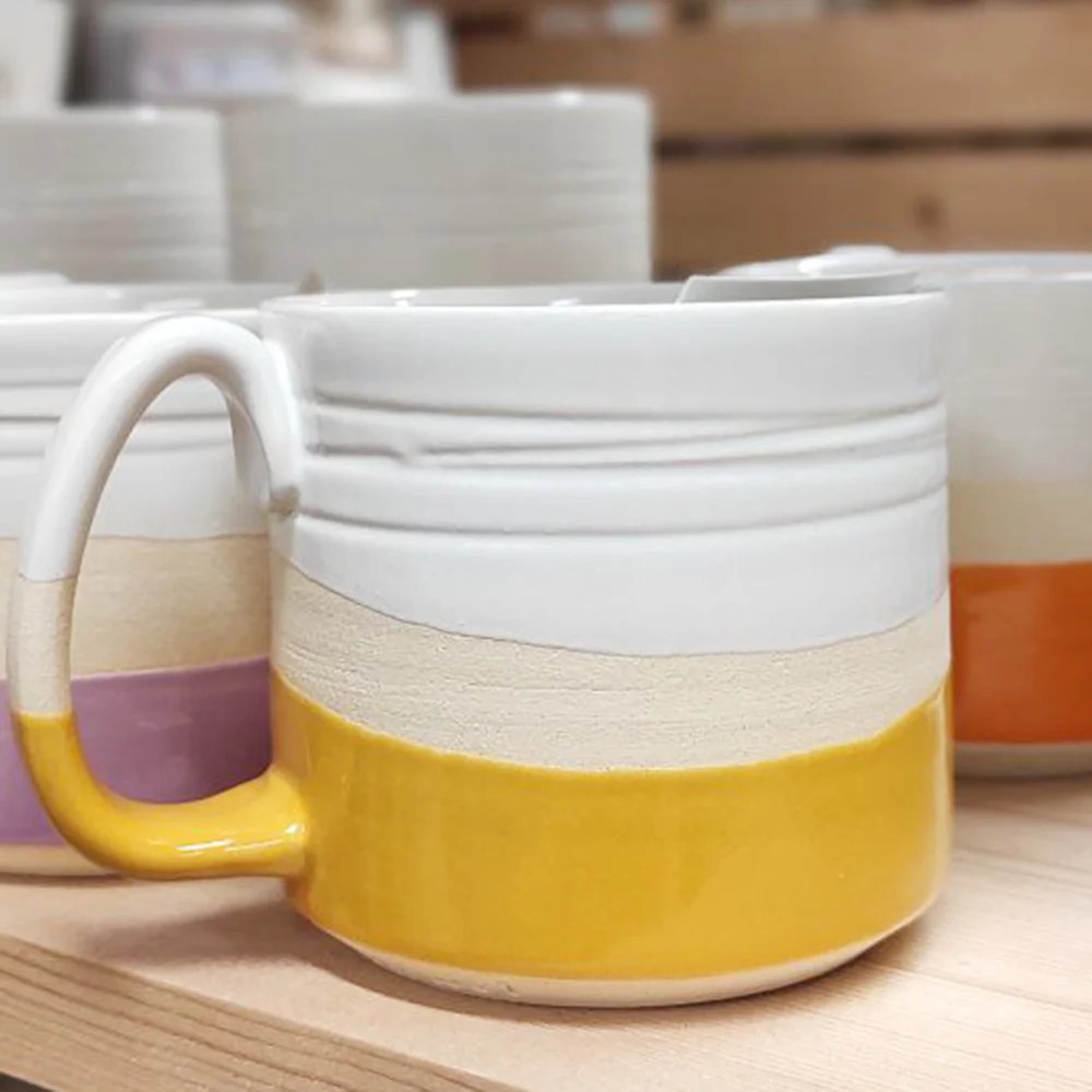 Pottery mug - Short, Yellow Woodford Pottery