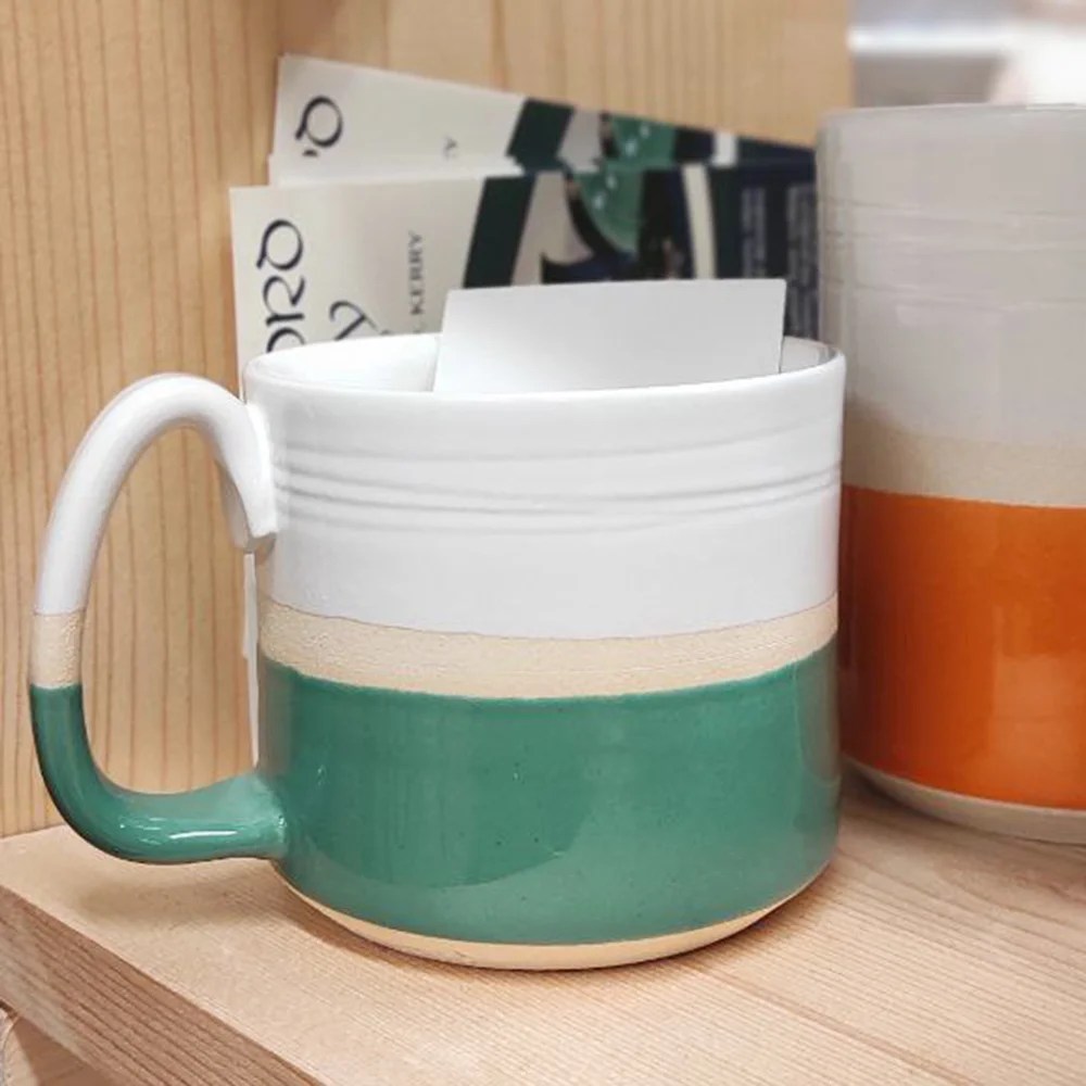 Pottery mug - Short, Green Woodford Pottery