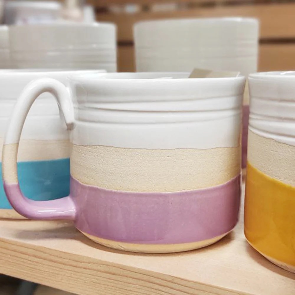 Pottery mug - Short, Pink Woodford Pottery