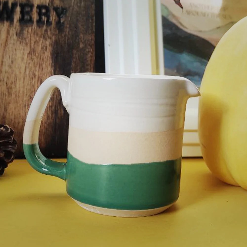 Jug - Green, Jug cream Woodford Pottery