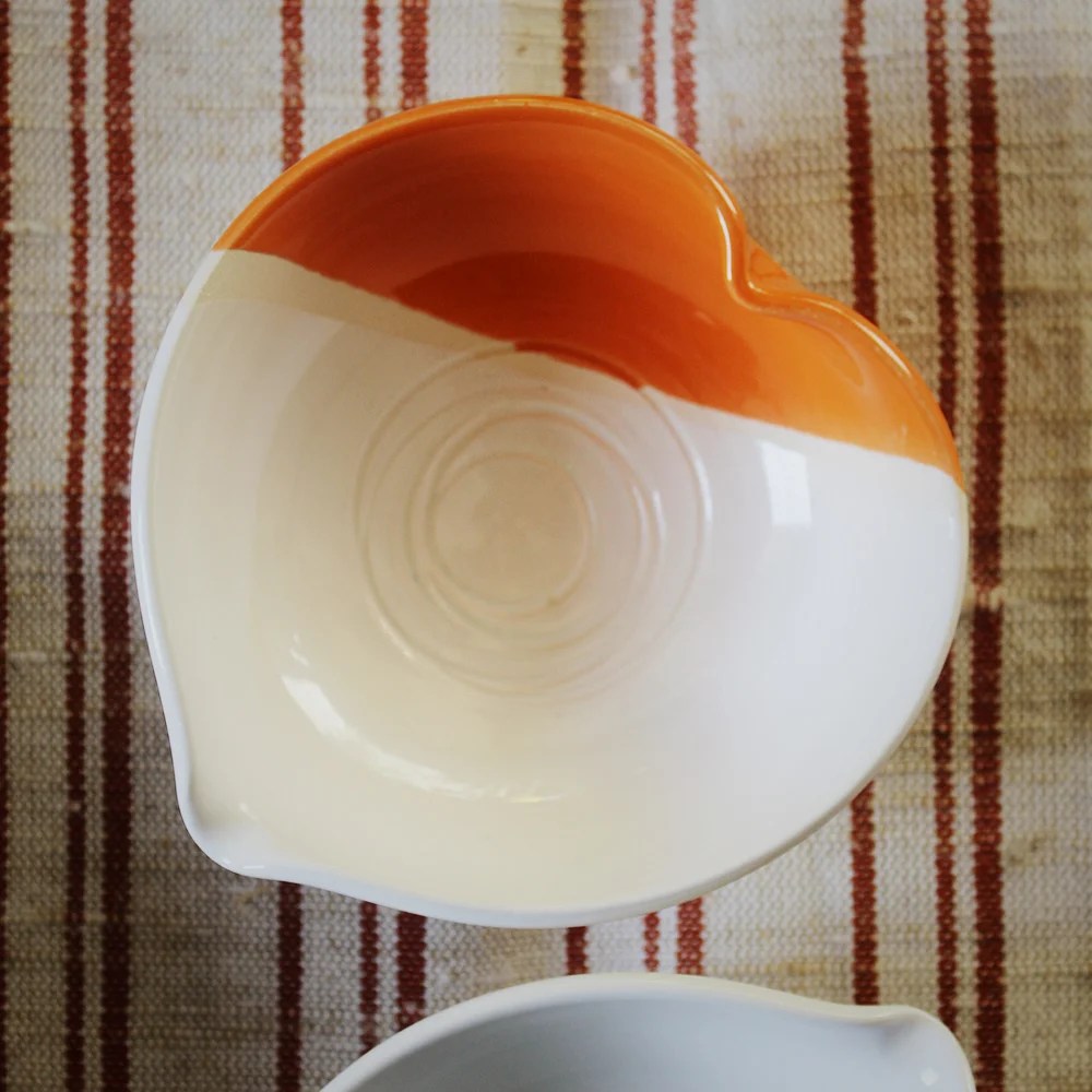 Heart bowl - Orange Woodford Pottery