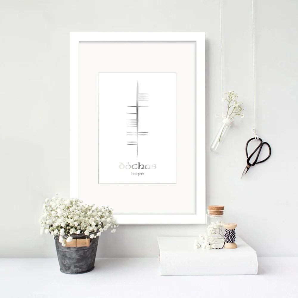 Ogham print - Hope (Silver) Oregano Designs
