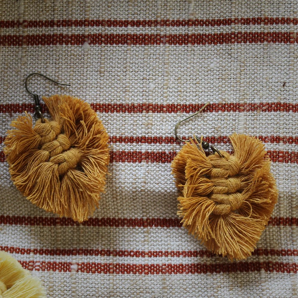Macramé earrings - Mustard Aimee and Jack macramé