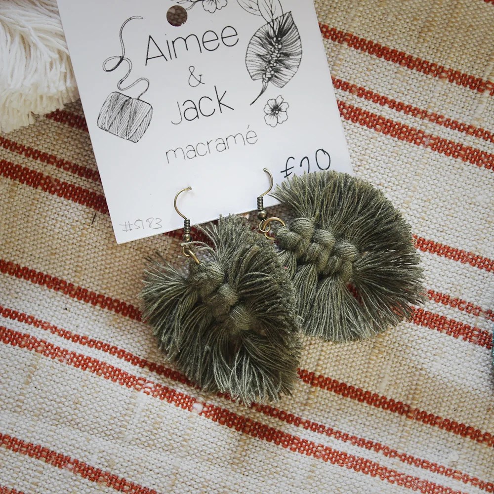Macramé earrings - Avocado Aimee and Jack macramé