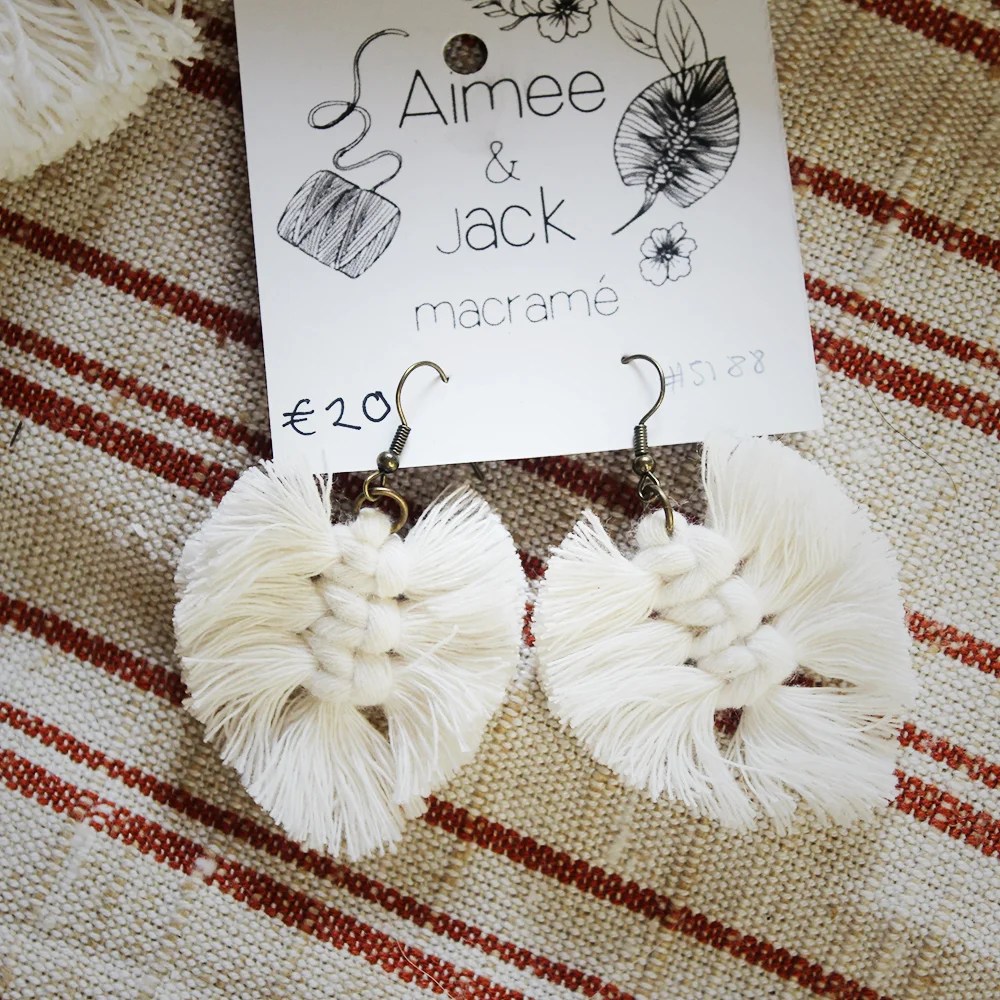 Macramé earrings - White Aimee and Jack macramé