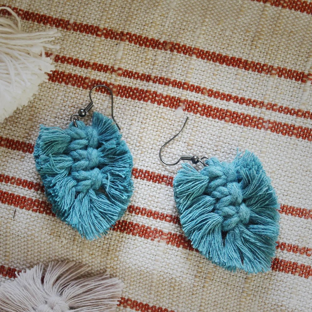 Macramé earrings - Teal Aimee and Jack macramé