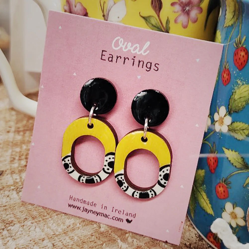 Wooden oval earrings Jayney Mac