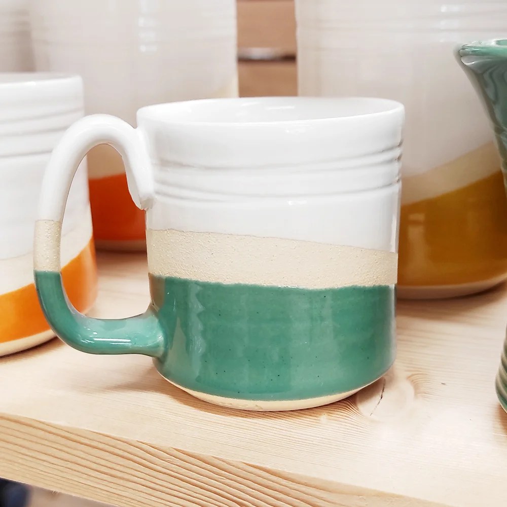 Pottery mug - Espresso, Green Woodford Pottery