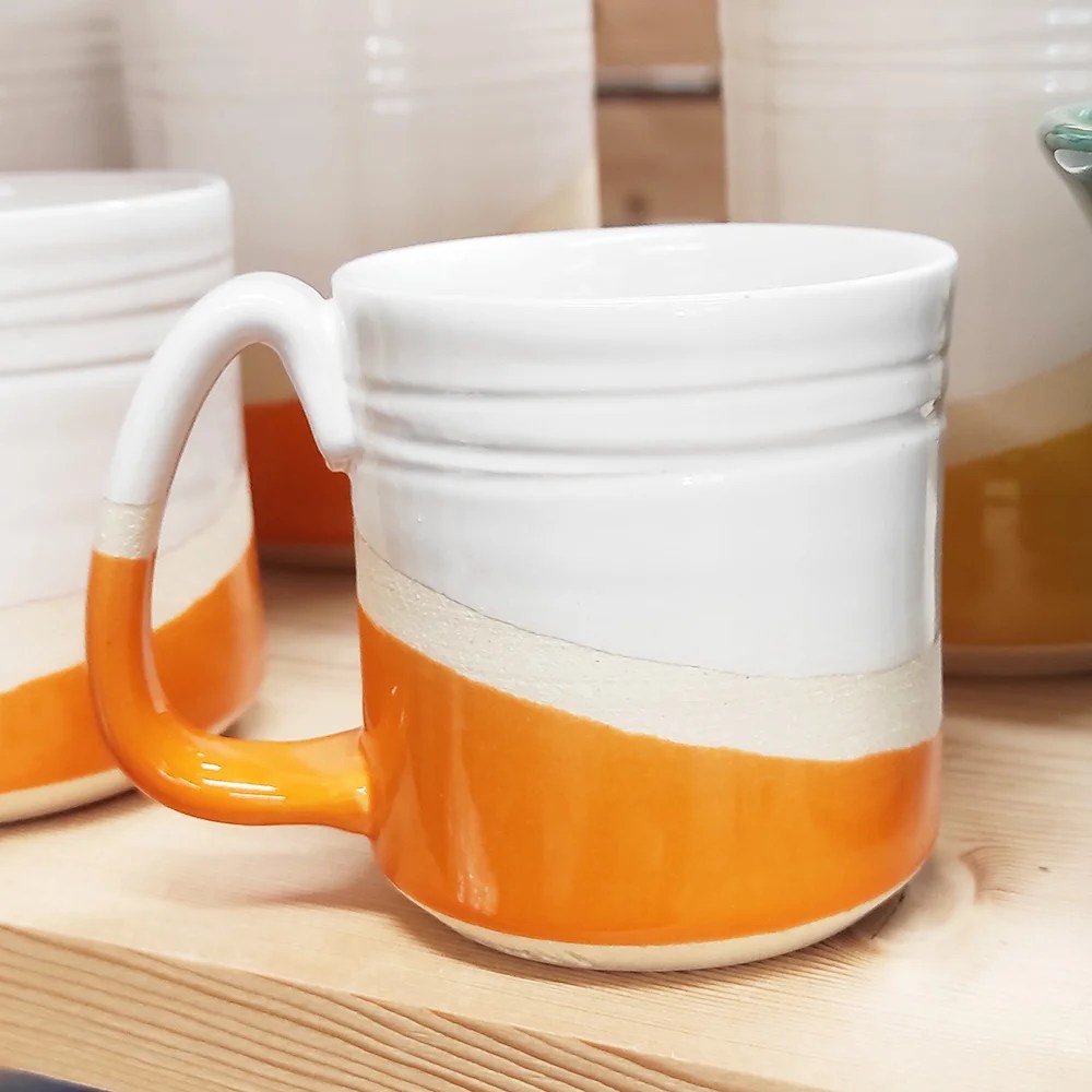 Pottery mug - Espresso, Orange Woodford Pottery