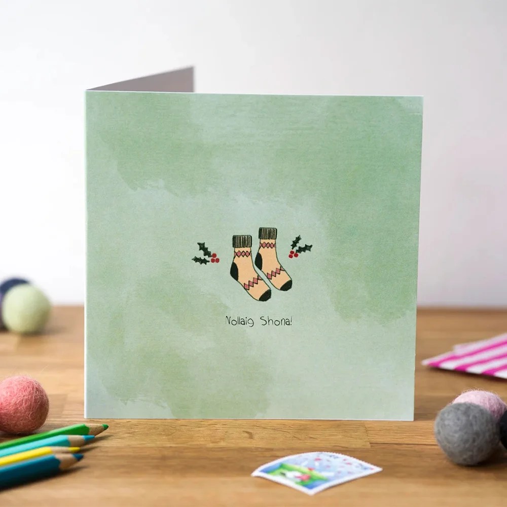 Greeting card - Christmas (Pear Shaped Studio) - Nollaig Shona...socks
