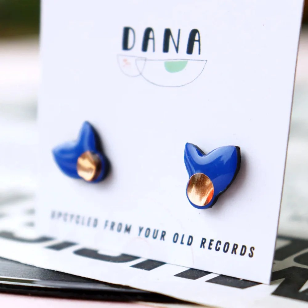 Small Flor earrings - Blue/copper DANA Jewellery