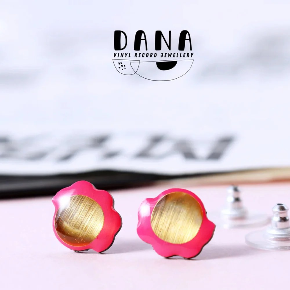 Stud froufrou earrings - Pink / Gold DANA Jewellery