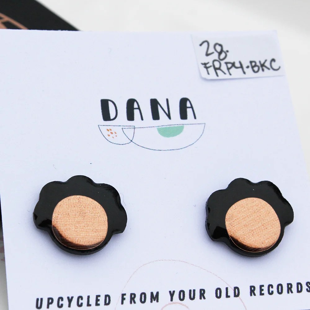 Stud froufrou earrings - Black / Copper DANA Jewellery