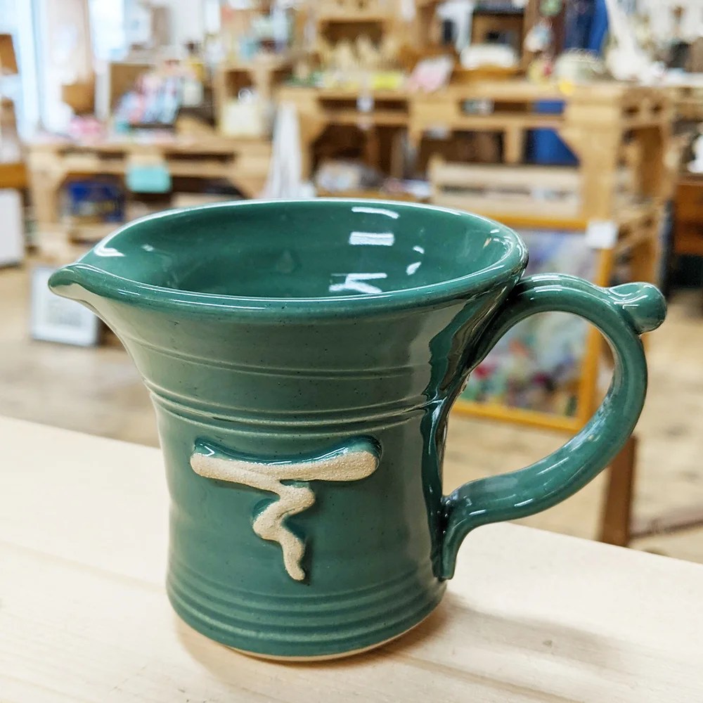 Smearla jug - Green, Jug cream Woodford Pottery