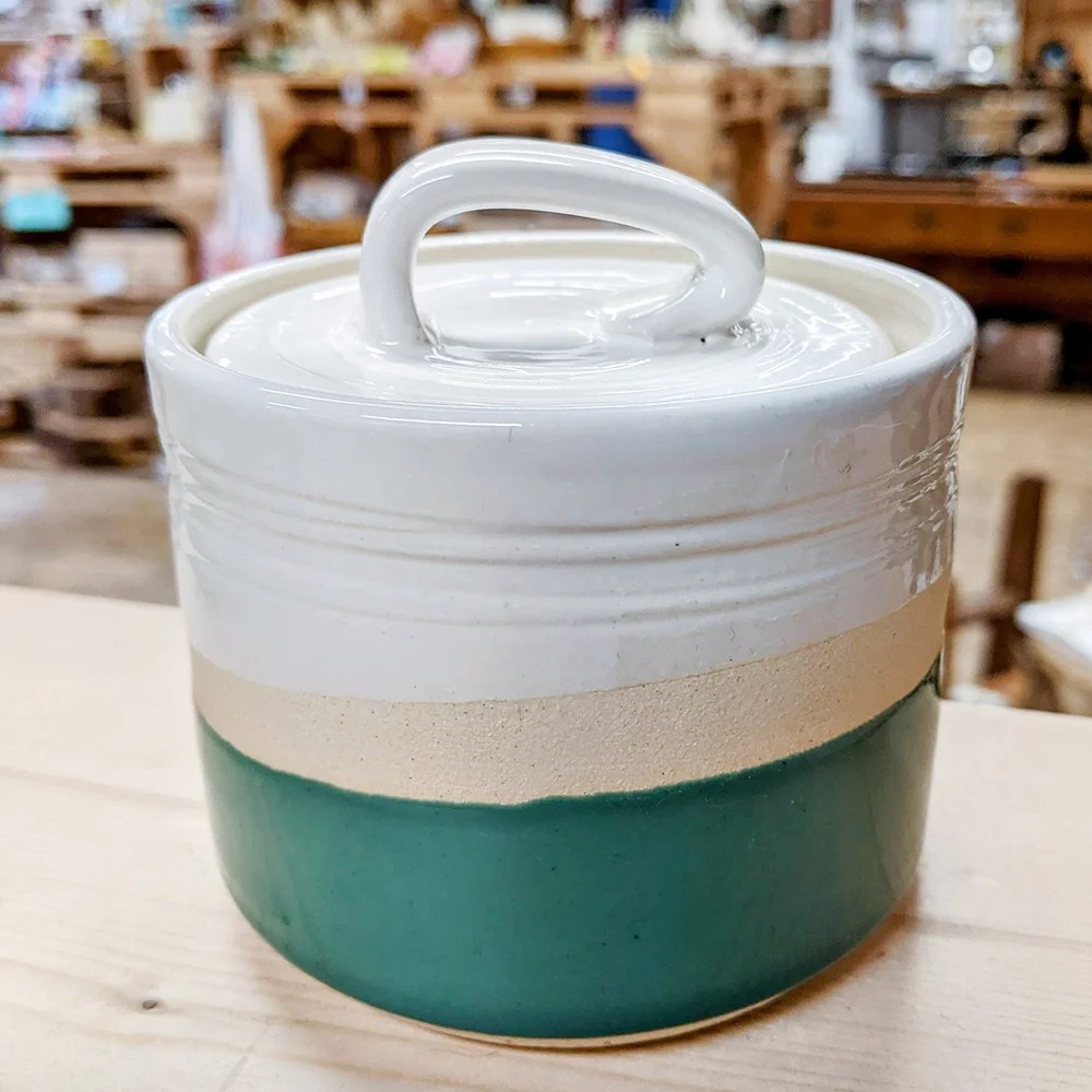 Sugar bowl - Green Woodford Pottery