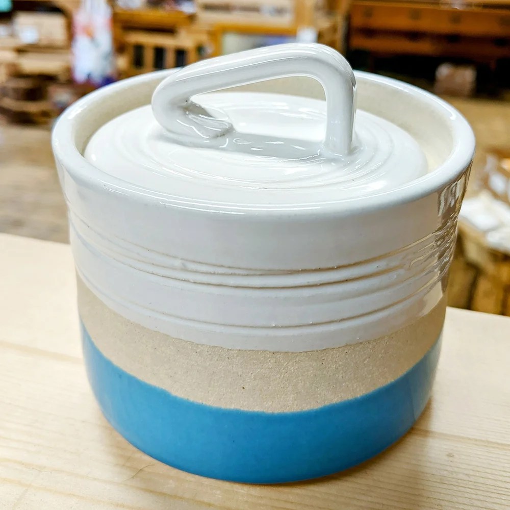 Sugar bowl - Blue Woodford Pottery