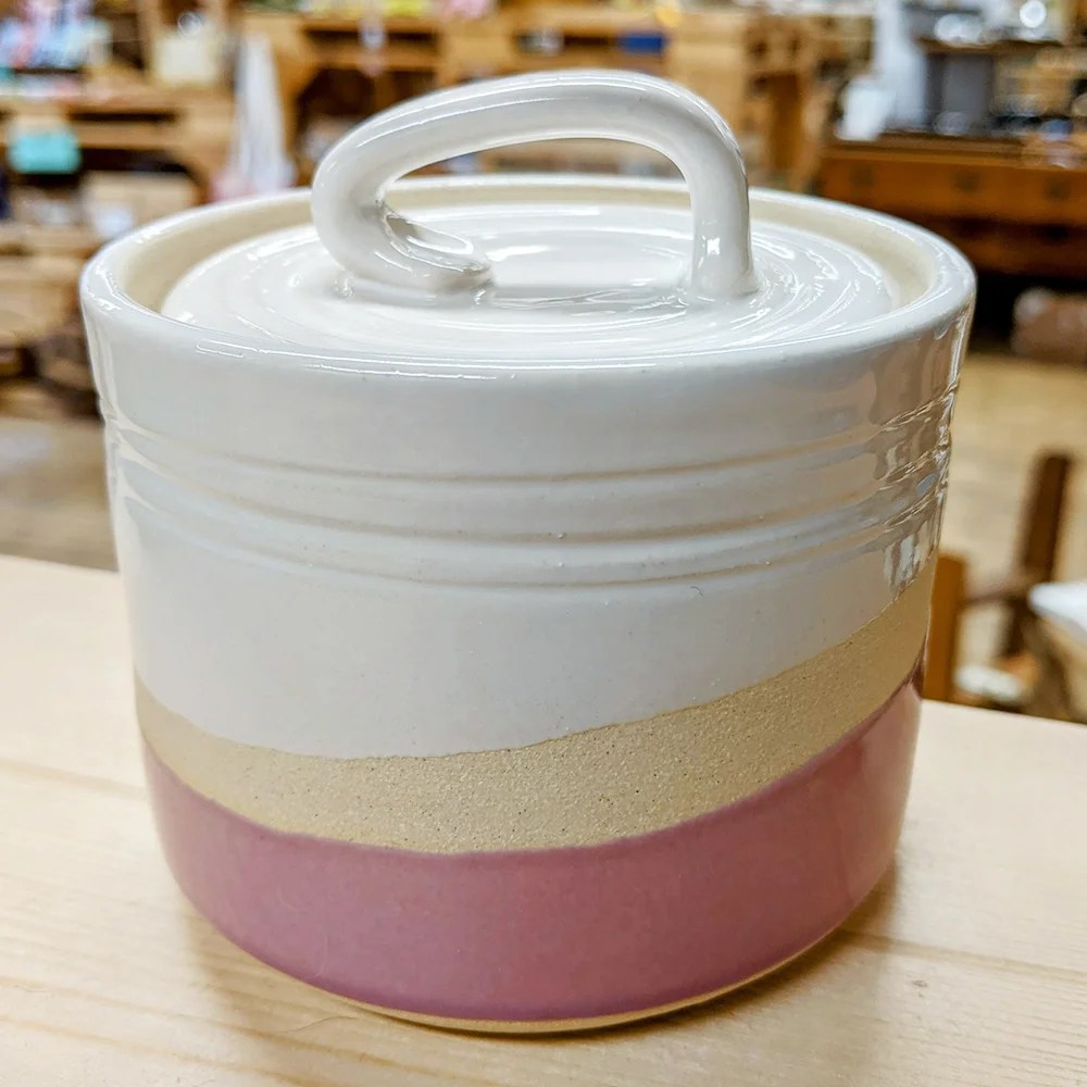 Sugar bowl - Pink Woodford Pottery