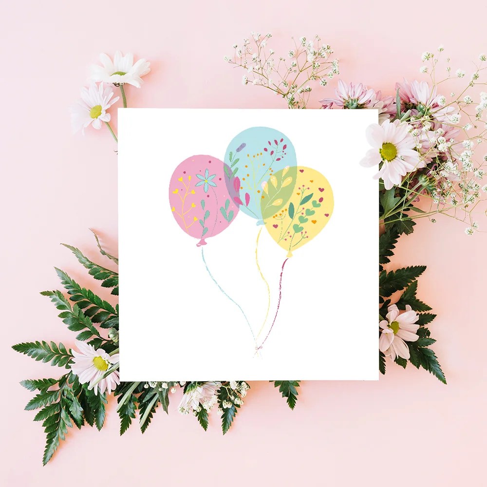Greeting cards - Flowery balloons Tiny Studio
