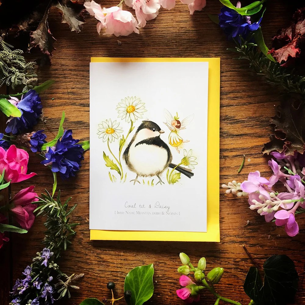 Greeting cards - Wild Birds - Coal tit & Daisy Burren Flower Fairies