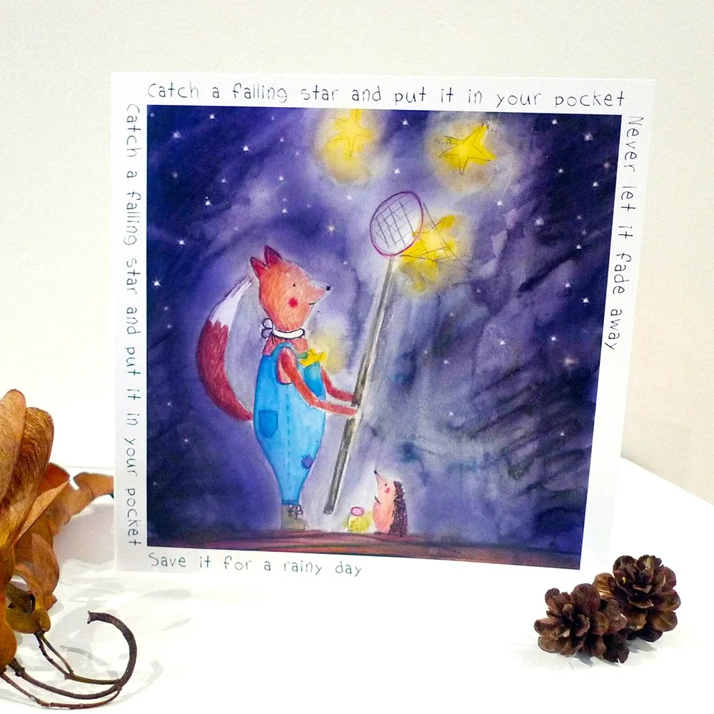 Greeting card - Catch a falling star Pear shaped studio