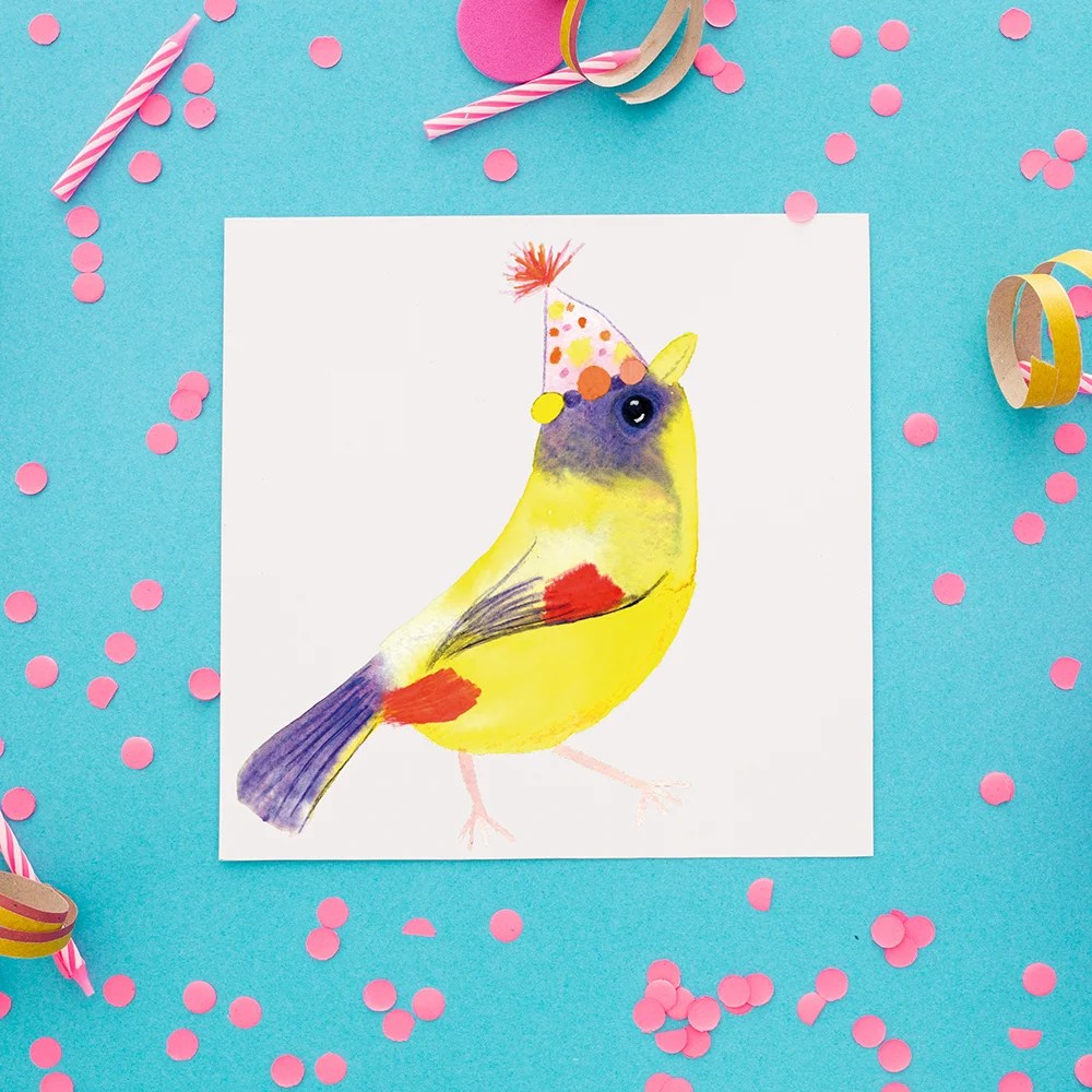 Greeting card - Happy Birthday - Birthday bird Tiny Studio
