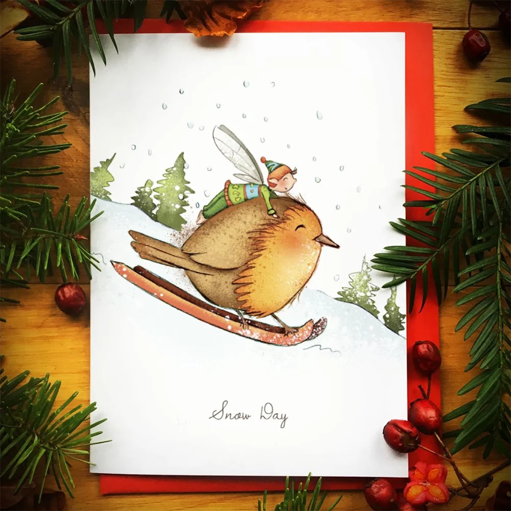 Christmas cards - Burren Flower Fairies - Snow day