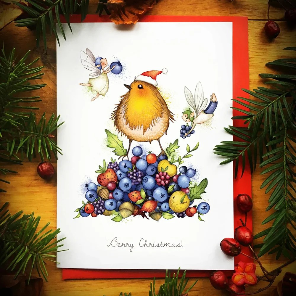 Christmas cards - Burren Flower Fairies - Berry Christmas