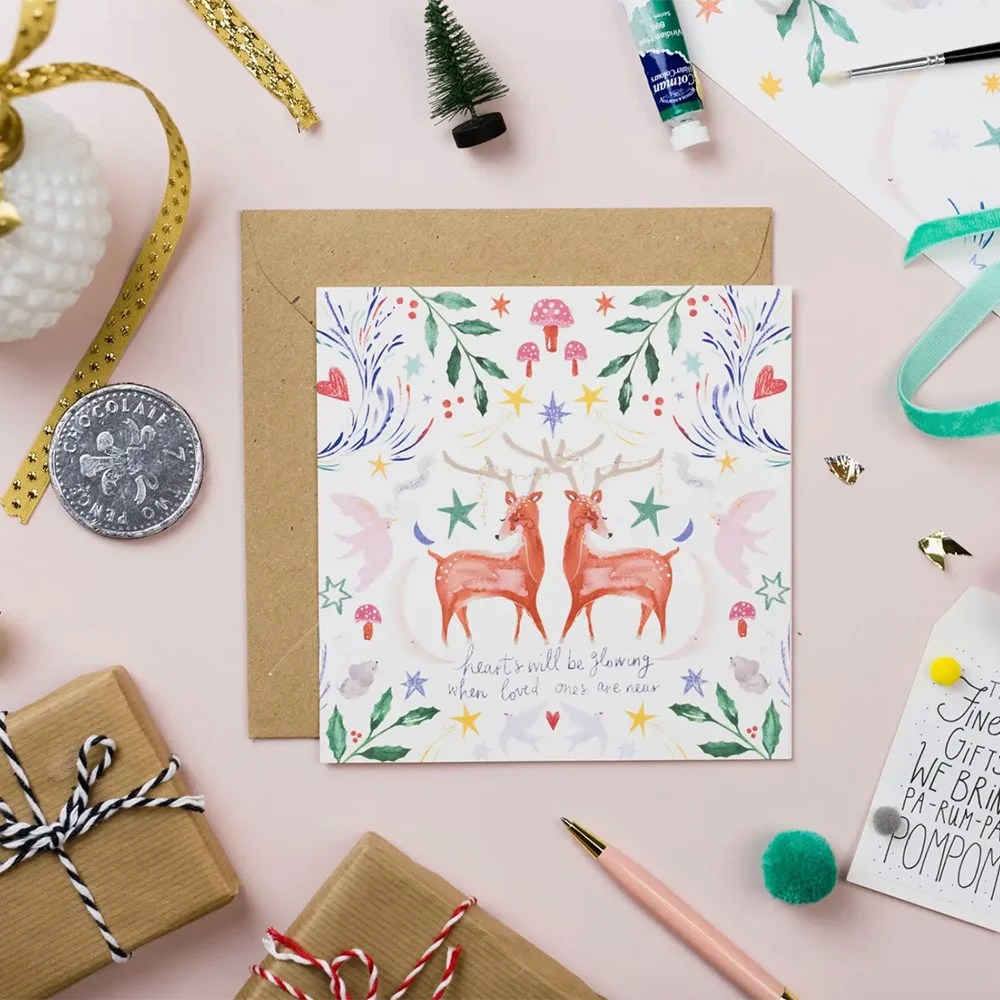 Christmas greeting cards - Hearts will be glowing Pickled Pom Pom