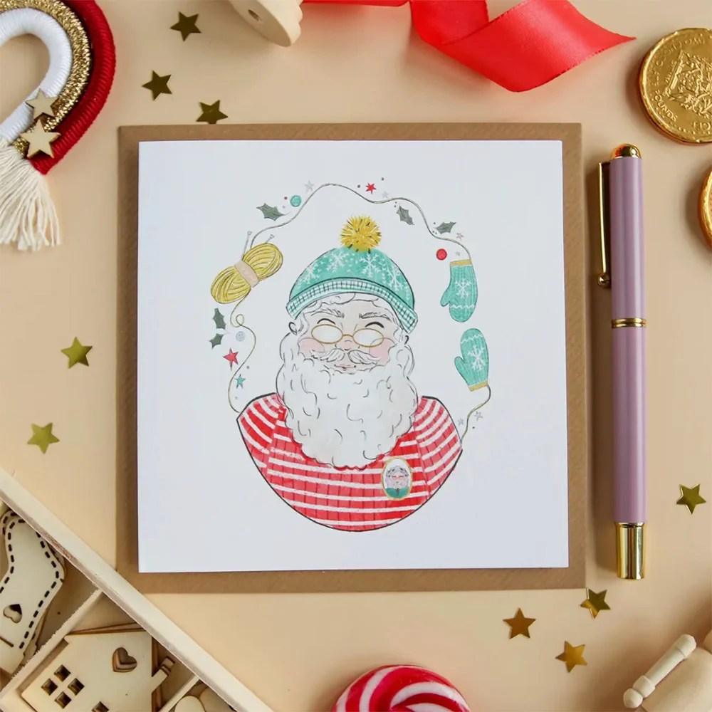 Christmas greeting cards - Hipster Santa Pickled Pom Pom