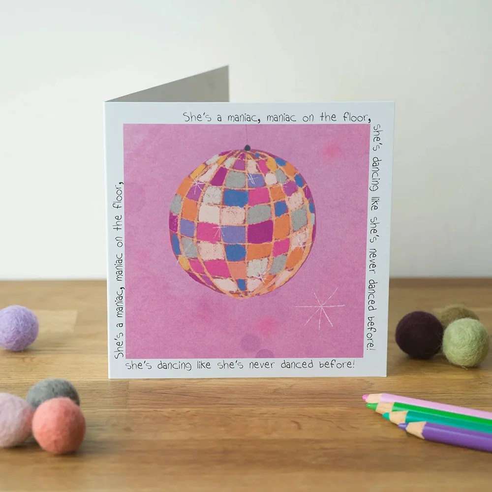 Greeting card - Maniac on the dance floor Pear shaped studio