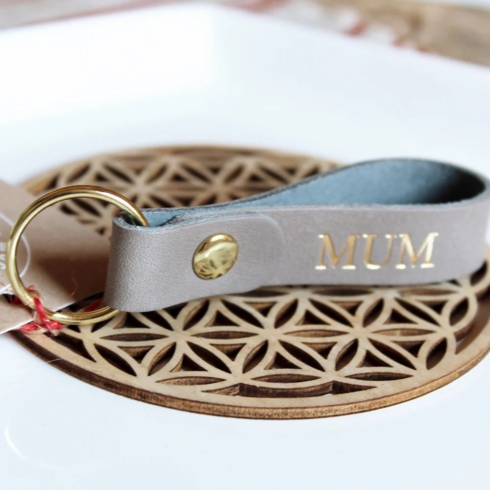 Mum Leather Keychains - Grey Moccaberry