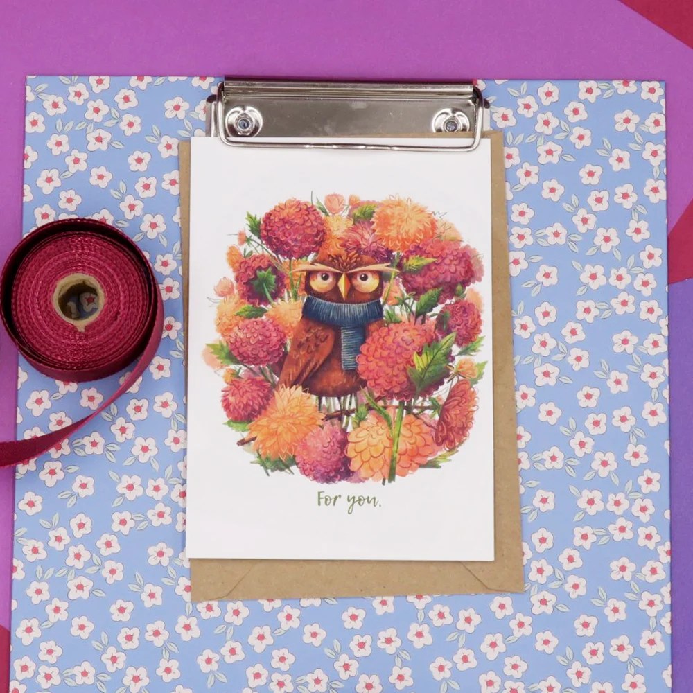 Greeting cards - Just for you - Wise old owl Shannon Bergin