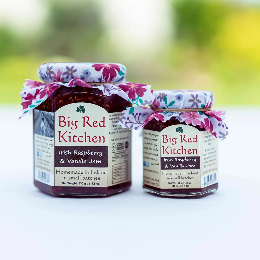 Irish Made Jam - Irish Raspberry and vanilla, 330g Big Red Kitchen