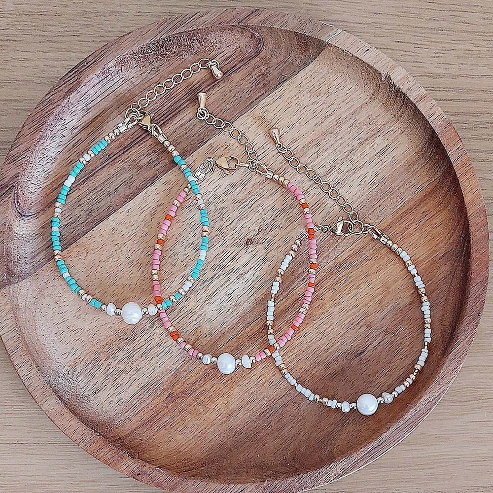 Sandy bracelet - White, 19.5 cm Pearl and Sand