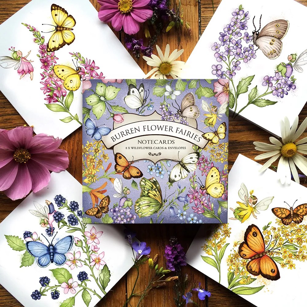 Notecards Boxes - Wild Butterflies Burren Flower Fairies