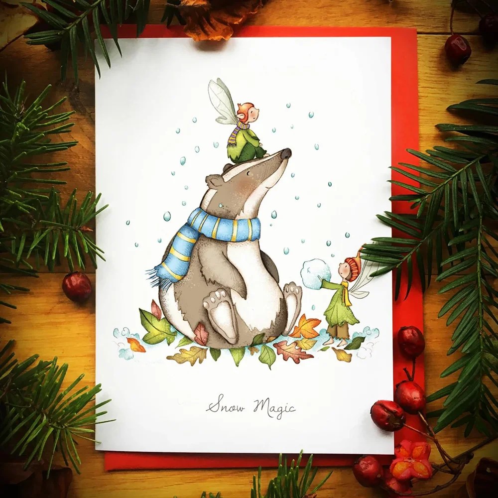Christmas cards - Burren Flower Fairies - Snow magic