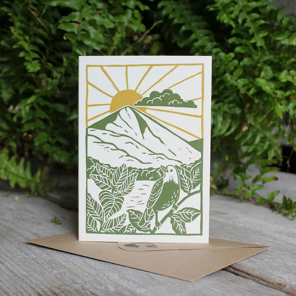 MisprintedMind greeting card - Mountain and sun